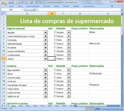 Aprenda a fazer sua lista de mercado no Excel