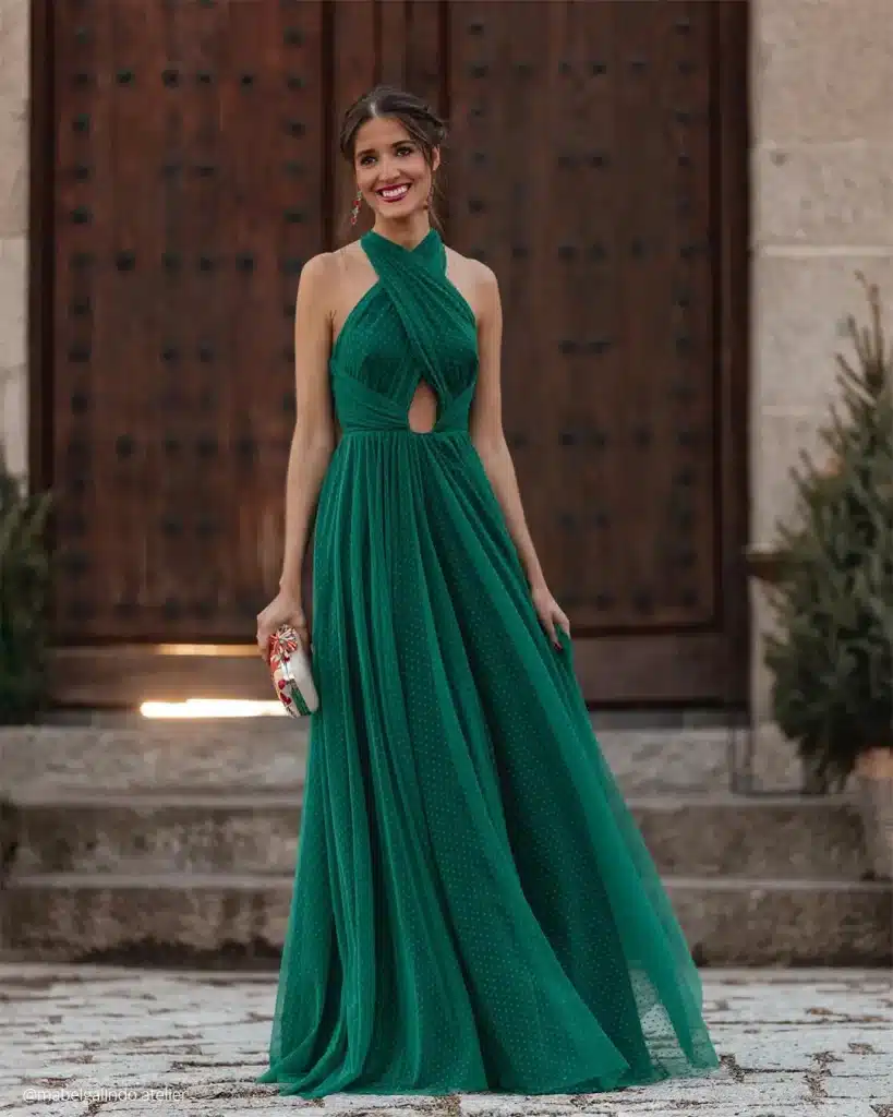 Vestido de festa longo verde